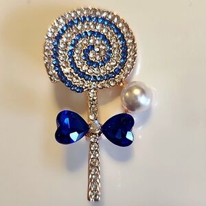Lollipop Gemfilled Brooch With Simulated Pearl
